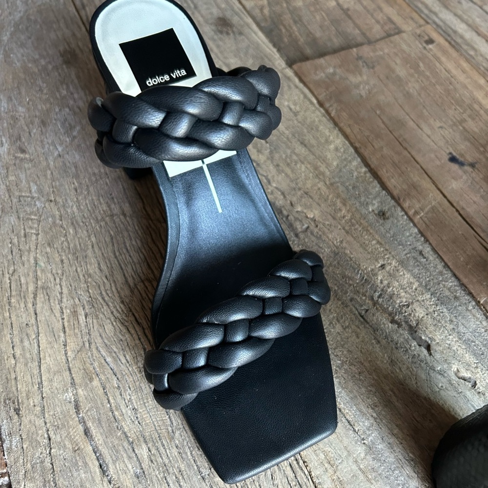 Dolce Vita Black Braided Slide Sandals